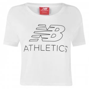 image of New Balance Crop T Shirt Ladies - White