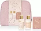 image of The Kind Edit Co. Signature Cosmetic Bag Gift Set 100ml Body Wash + 100ml Body Lotion + 100g Bath Crystals + Cosmetic Bag