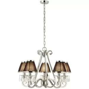 Image of Loops - Esher Ceiling Pendant Chandelier Nickel Crystal & Black Shades 5 Lamp Light