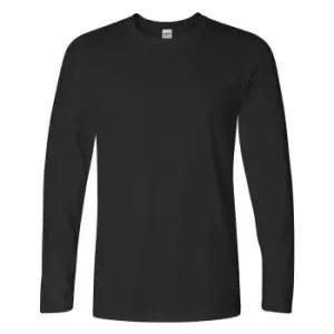 image of Gildan Mens Soft Style Long Sleeve T-Shirt (L) (Black)