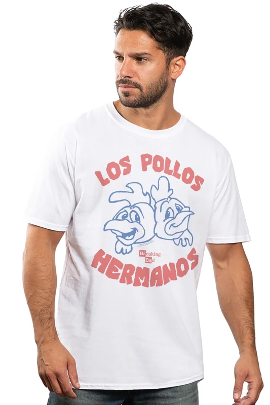 Image of Breaking Bad Men Breaking Bad Los Pollos Hermanos Mens T-Shirt White Size: Medium White M Male 5052777756357
