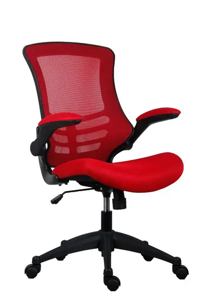 Image of Marlos Mesh Back Ergonomic Office Chair With Folding Arms - Red