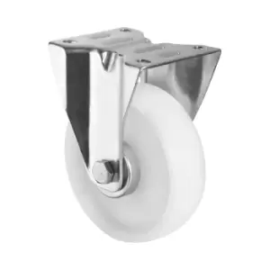 Image of EUROKRAFTbasic Nylon tyres, white, wheel Ø x width 125 x 38 mm, mounting plate, 2+ items, fixed castors