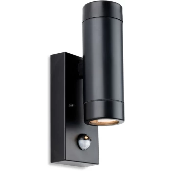 image of Ravel Up Down Resin 2 Light Wall with PIR Black IP54 - Firstlight