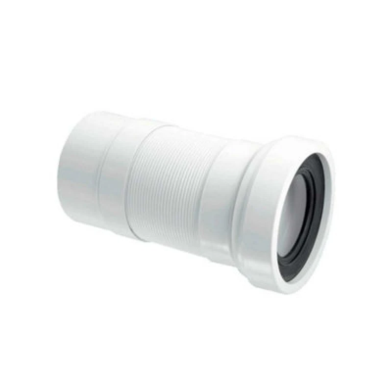 Image of Mcalpine Bathroom Inlet Plain End Outlet Straight Flexible Wc Pan Connector Medium Length White Finish Wc-F23P Polypropylene