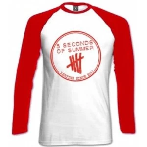 Image of 5 Seconds Of Summer Derping Stamp Raglan White Red: Large