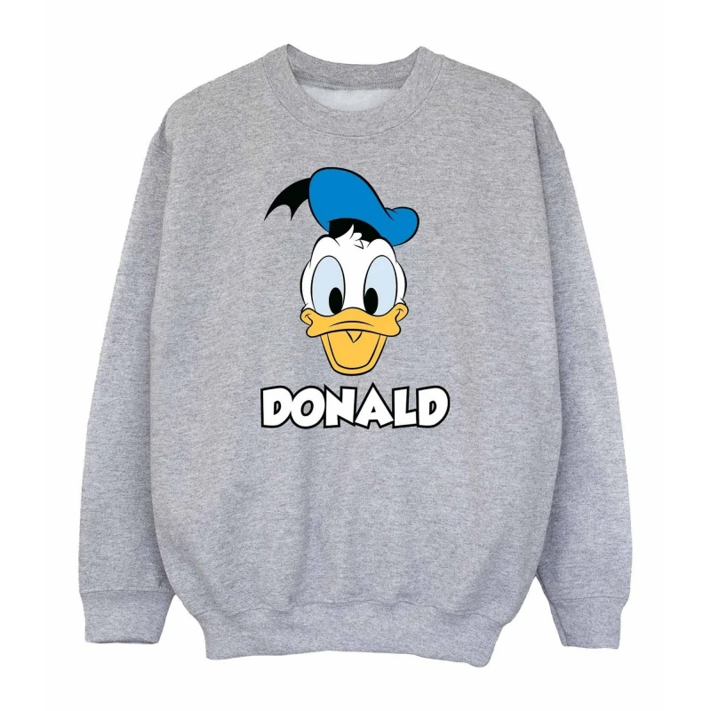 Image of Disney Donald Duck Face Sweatshirt Grey male