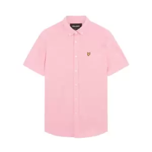 image of Short Sleeve Light Weight Slub Oxford Shirt - Electric Pink/ White - M