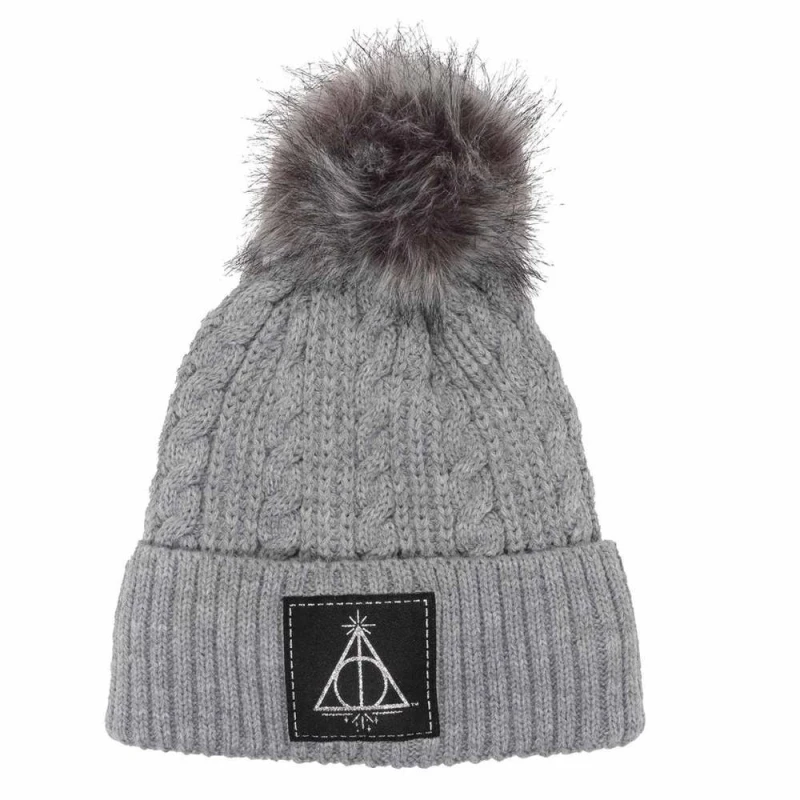 Image of Harry Potter Mens Deathly Hallows Beanie in Grey Grey Male One Size