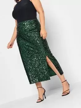 Image of Yours Sequin Tube Skirt, Green, Size 26-28, Women