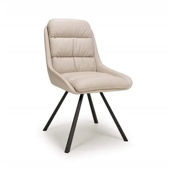 Image of Shankar Arnhem Swivel Leather Effect Cream Dining Chairs - Cream 644786cm