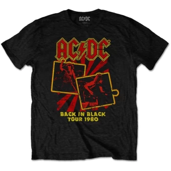 Image of AC/DC - Back in Black Tour 1980 Unisex Large T-Shirt - Black
