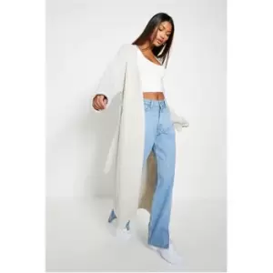 Image of I Saw It First Wide Rib Belted Maxi Cardigan With Turn Up Sleeves - Brown