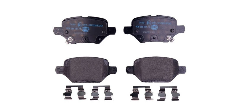 Image of HELLA 8DB 355 040-181 Brake pad set with acoustic wear warning, with accessories Brake Pad Set,disc brake (402)
