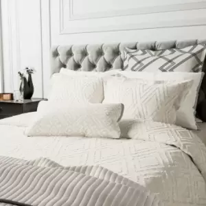 Image of Bedeck of Belfast Emani Clipped Weave Double Duvet Cover, Chalk
