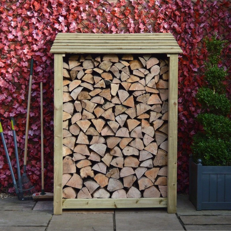 Image of Rutland County Garden Furniture Ltd Greetham 6ft Log Store with Kindling Shelf, L80 x W123 x H181cm, Green Green Unisex