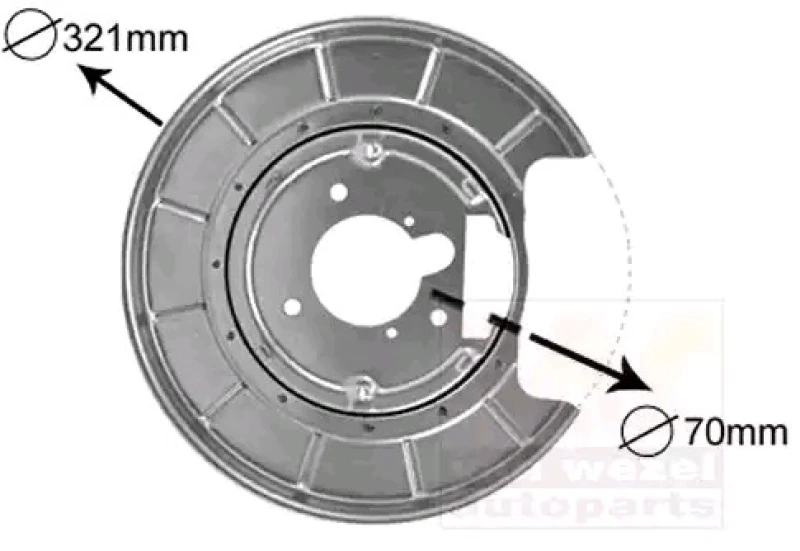 Image of VAN WEZEL 4047374 Brake Disc Back Plate Rear Axle Right Splash Panel,brake disc (1330)
