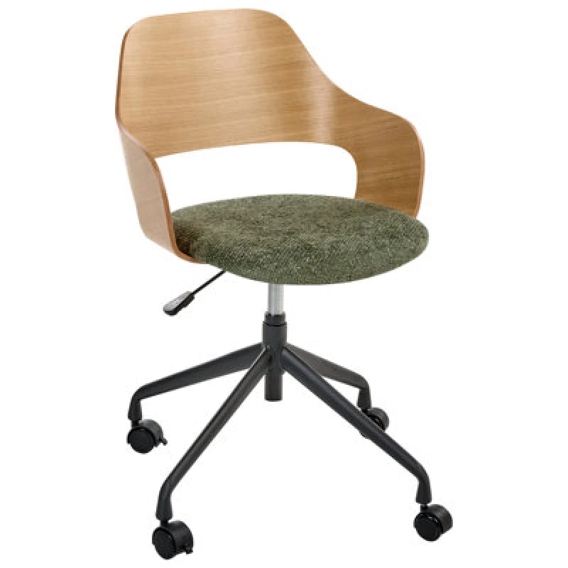 Image of Beliani Desk Chair Novato Faux Linen Green