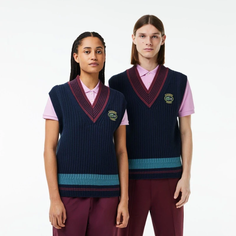 Image of Lacoste Heavy Cotton Badge Accent Tennis Sweater Navy male XS