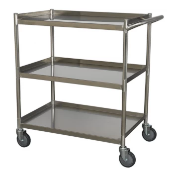 image of Sealey CX410SS Workshop Trolley 3-Level Stainless Steel