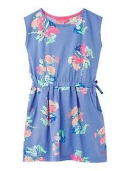 Image of Joules Girls Jude Floral Jersey Dress - Blue, Size 9-10 Years, Women