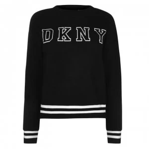 Image of DKNY Varsity Logo Jumper - BLACK/IVORY