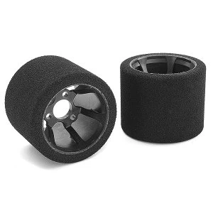 Image of Corally Attack Foam Tires 1/12 Circuit 35 Shore Double Pink Rear Carbon Rims 2Pcs