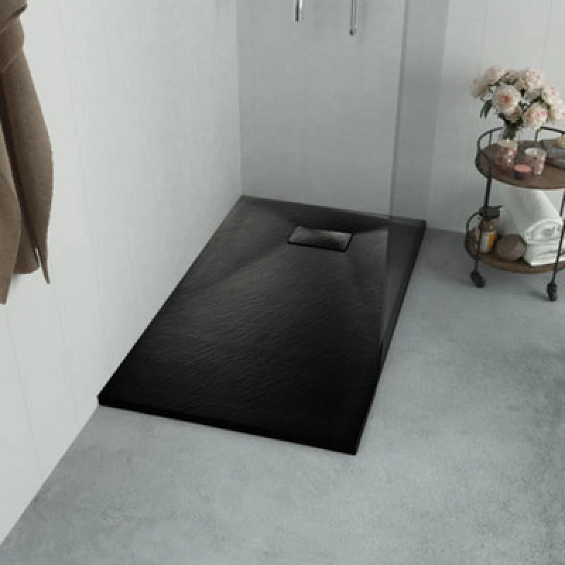 Image of Vidaxl Shower Base Tray Smc Black 90X70 Cm