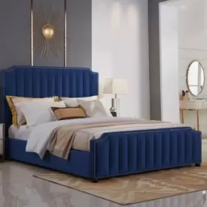 Image of Klara Bed King Plush Velvet Blue