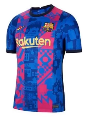 image of Nike Mens Barcelona 21/22 Third Short Sleeved Stadium Jersey, Blue Size XL Men