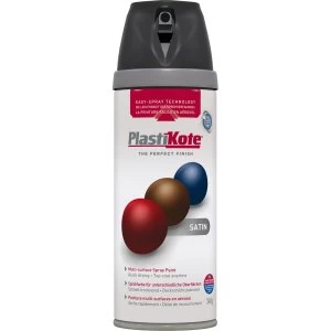 image of Plastikote Premium Satin Aerosol Spray Paint Black 400ml