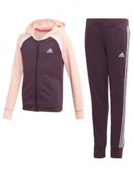 image of Adidas Girls Hood Cotton Tracksuit - Purple