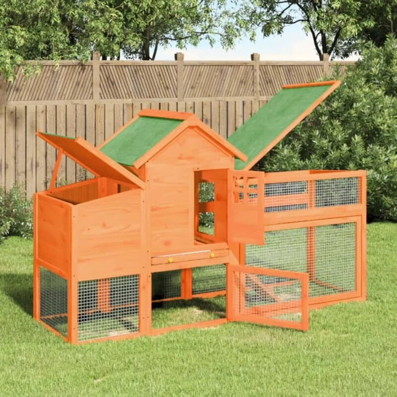 Image of VIDAXL Vidaxl - Chicken Coop Brown 186.5x58.5x113cm Solid Wood Pine 8720845798024