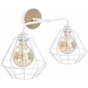 Image of Keter Lighting - Keter Foskal Wall Lamp White, Wood, 24cm, 2x E27