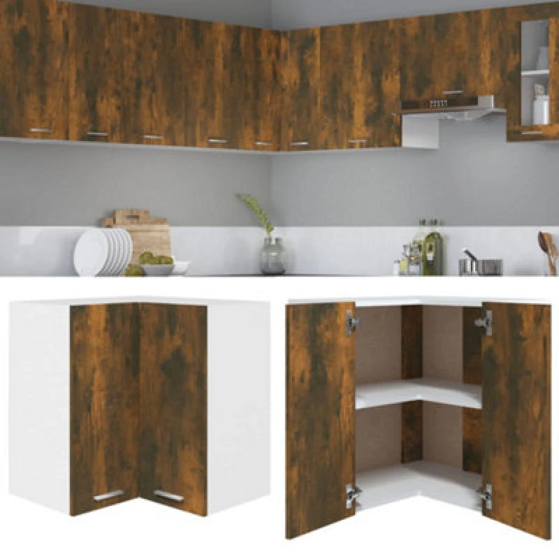 Image of VIDAXL Hanging Corner Cabinet Lyon Smoked Oak 57x57x60cm Engineered Wood Vidaxl 8720286954904