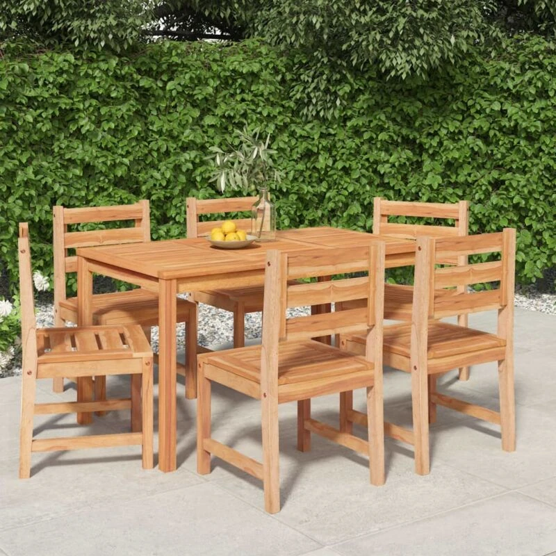 Image of vidaXL 7 Piece Garden Dining Set Solid Wood Teak, Brown 3157184