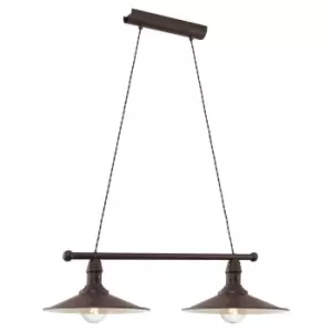 Image of Hanging Ceiling Pendant Light Antique Brown & Beige Steel 2 x 60W E27 Bulb