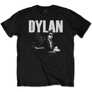 image of Bob Dylan - At Piano Mens Large T-Shirt - Black