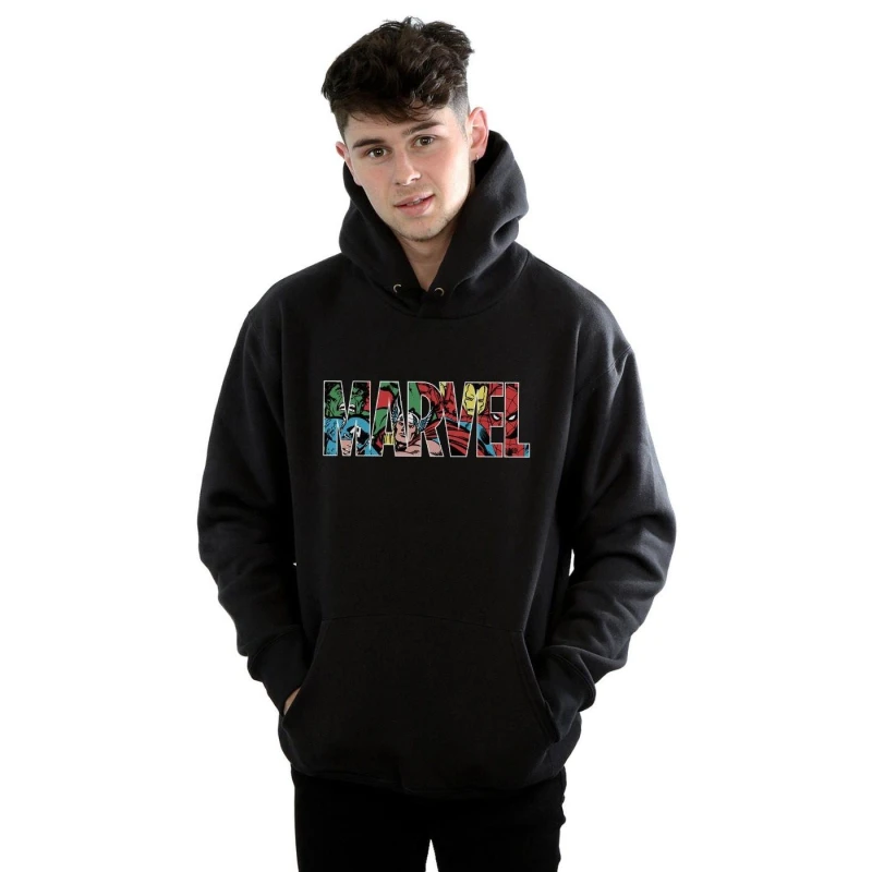 Image of Marvel Comics Infill Logo Hoodie Black male