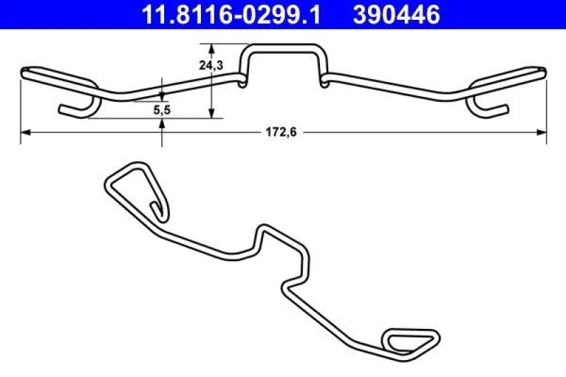 Image of ATE 11.8116-0299.1 Spring, brake caliper Spring,brake caliper (2296)