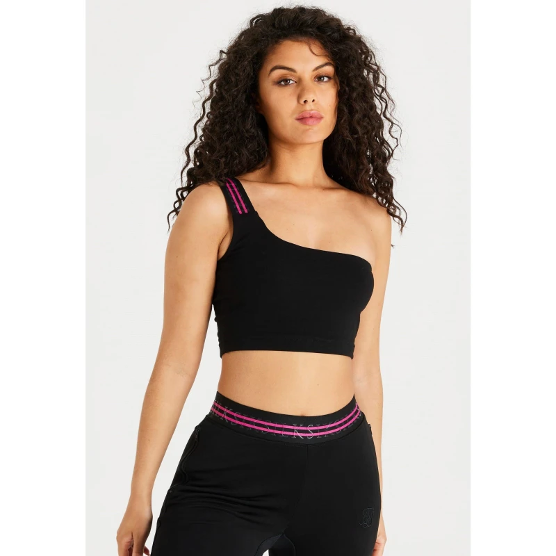 Image of SikSilk Tape One Shoulder Cropped Bralette - Black 4