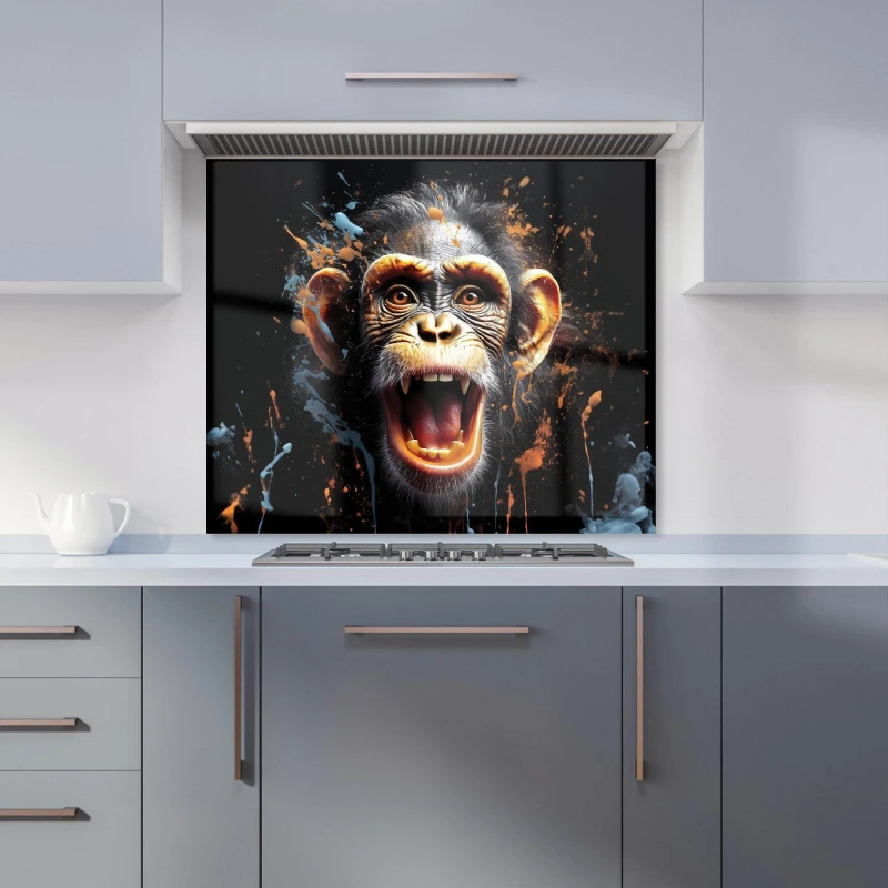 Image of Warren Reed - Designer Monkey Face Splashart Kitchen Splashback in Orange Size: 600mm x 750mm Orange Unisex 600mm x 750mm