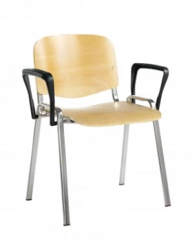 Image of Taurus wooden Meeting Room Stackable Room With Fixed Arms - Beech