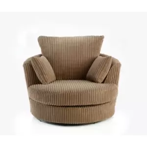 Image of Canolo Luxury Swivel Chair Jumbo Cord - Coffee - Coffee