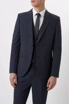 image of Slim Fit Navy Overcheck Suit Jacket