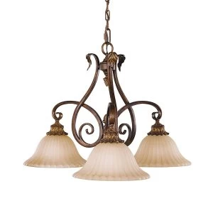 image of Multi Arm Chandelier 3 Light Aged Tortoise Shell Finish, E27