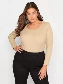 Image of Yours Long Sleeve Rib Bodysuit. Natural, Natural, Size 26-28, Women