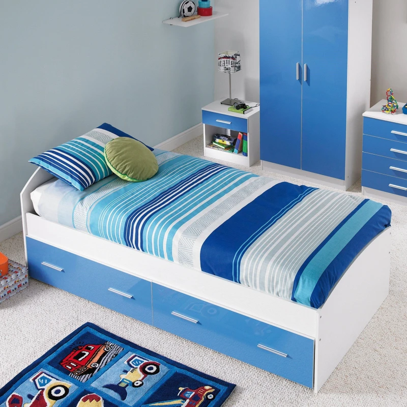 Image of Homelife Carleton 2 Drawer Single Storage Bed - Blue Blue One Size