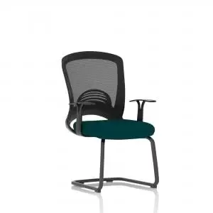 Image of Astro Visitor Bespoke Fabric Seat Maringa Teal Cantilever Leg Mesh