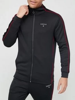 Image of SikSilk Imperial Zip Through Hoodie - Black, Size XL, Men